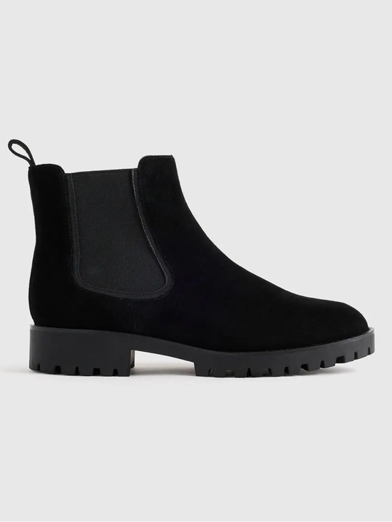 Quince Shoes - NWT Quince Black Suede Chelsea Lug Sole Ankle Boots - Women Size 10
